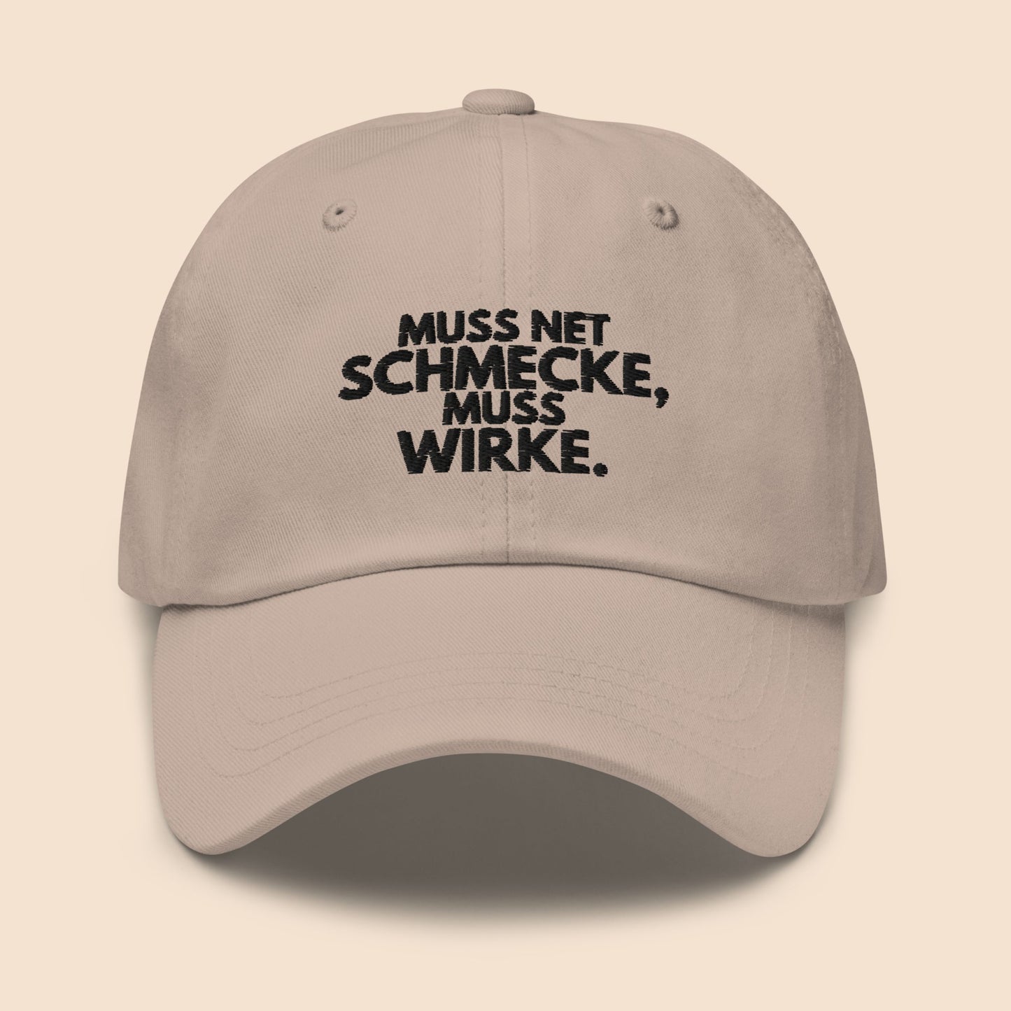 Baseballkappe "Muss Net Schmecke, Muss Wirke."